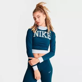 Женская укороченная футболка с длинным рукавом Nike Sportswear Team Nike, синий