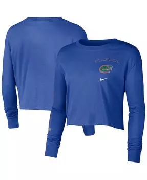 Женская укороченная футболка с длинным рукавом royal florida gators 2-hit Nike