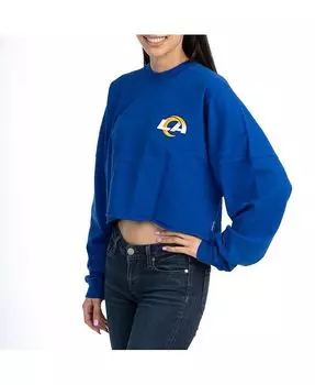Женская укороченная футболка с длинным рукавом с фирменным логотипом Royal Los Angeles Rams Super Bowl LVI Champions Fanatics, синий