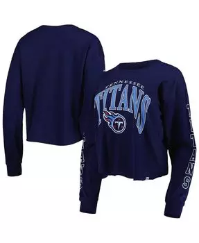 Женская укороченная футболка с длинным рукавом Tennessee Titans Skyler Parkway темно-синего цвета '47 Brand, темно-синий