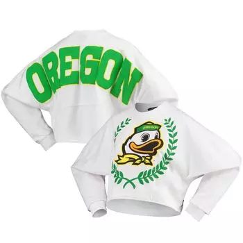 Женская укороченная футболка с длинным рукавом White Oregon Ducks Laurels