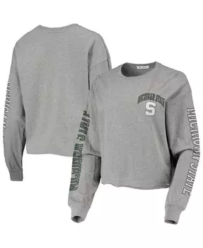 Женская укороченная футболка с длинными рукавами '47 Heathered Michigan State Spartans Ultra Max Parkway '47 Brand