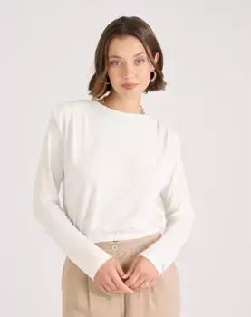 Женская укороченная футболка с длинными рукавами Naf Naf, цвет Crudo