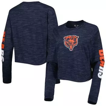 Женская укороченная футболка с длинными рукавами New Era Navy Chicago Bears New Era
