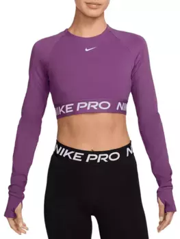 Женская укороченная футболка с длинными рукавами Nike Pro Dri-FIT, цвет Hot Fuschia