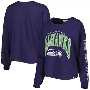 Женская укороченная футболка с длинными рукавами темно-синего цвета для колледжа Seattle Seahawks Skyler Parkway '47