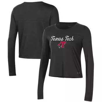 Женская укороченная футболка с длинными рукавами Under Armour Black Texas Tech Red Raiders Vault Under Armour