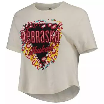 Женская укороченная футболка с кремовым принтом Pressbox Nebraska Huskers Taylor Animal Print