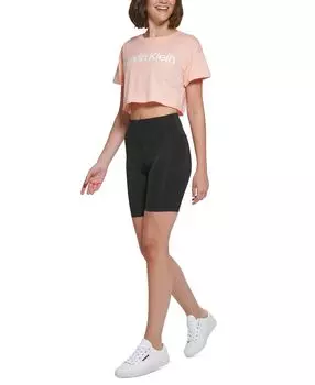 Женская укороченная футболка с логотипом Calvin Klein, мульти