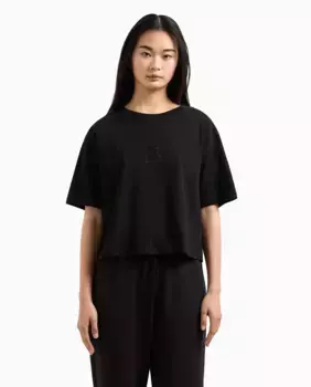 Женская укороченная футболка с логотипом из стразов Armani Exchange, черный