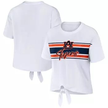 Женская укороченная футболка с полоской спереди и узлом Erin Andrews White Auburn Tigers WEAR by Erin Andrews, цвет Aub White