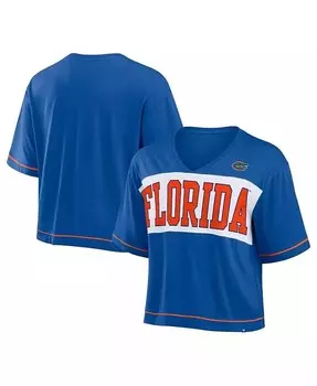 Женская укороченная футболка с v-образным вырезом Royal Florida Gators Home Team Bold Fashion Fanatics, синий