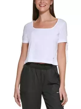 Женская укороченная футболка с завязками на рукавах DKNY Jeans, белый