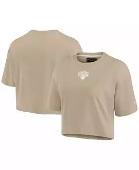 Женская укороченная футболка супермягкой формы Fanatics цвета хаки New York Knicks Elements Fanatics Signature, бежевый