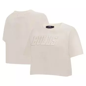 Женская укороченная футболка свободного кроя нейтрального цвета Chicago Bulls Pro Standard кремового цвета
