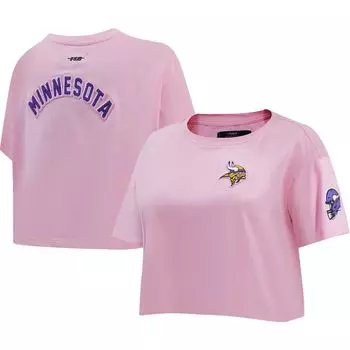 Женская укороченная футболка свободного кроя Pro Standard розового цвета Minnesota Vikings