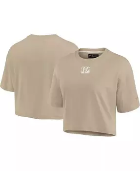 Женская укороченная футболка свободного силуэта цвета хаки Cincinnati Bengals Elements Super Soft Boxy Fanatics, бежевый
