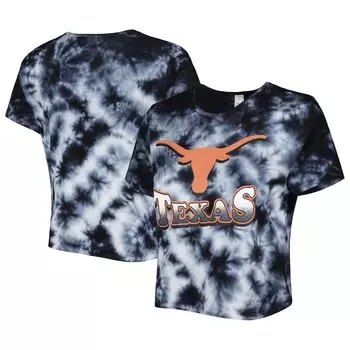 Женская укороченная футболка ZooZatz Black Texas Longhorns Cloud-Dye