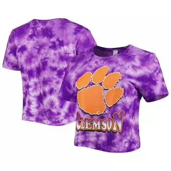 Женская укороченная футболка ZooZatz Purple Clemson Tigers Cloud-Dye