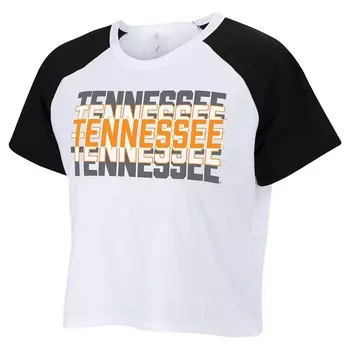 Женская укороченная футболка ZooZatz White Tennessee Volunteers с цветными блоками и повторяющимся регланом, цвет Ten White