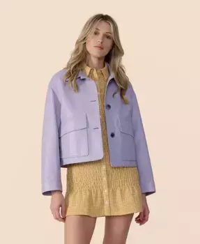Женская укороченная кожаная куртка Furniq UK, фиолетовый