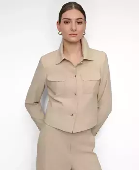 Женская укороченная куртка из пике с застежкой на пуговицы DKNY, коричневый/бежевый