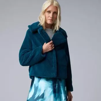 Женская укороченная куртка из шерпы Simply Vera Vera Wang, цвет mediterranean sea