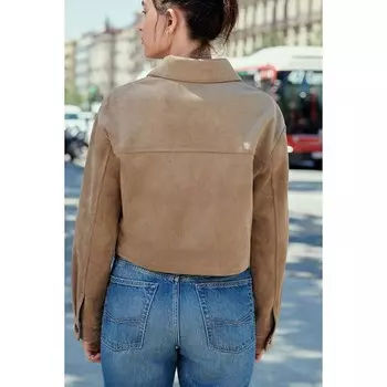 Женская укороченная куртка NEXT из искусственной замши, цвет Camel