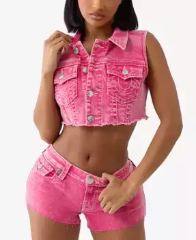 Женская укороченная куртка с большим воротником Big T True Religion, розовый