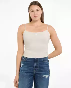 Женская укороченная майка без рукавов Tommy Jeans, бежевый