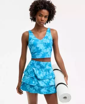 Женская укороченная майка с V-образным вырезом и абстрактным принтом ID Ideology, синий