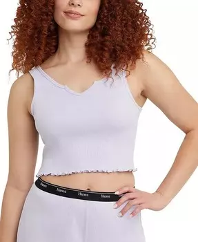 Женская укороченная майка в рубчик Cosywear Cozywear OG117 Hanes, черный