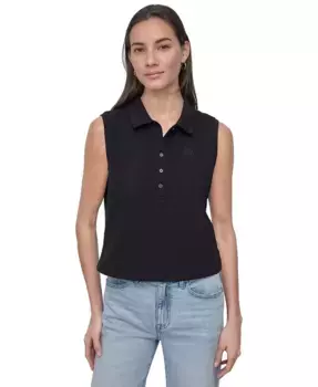 Женская укороченная поло без рукавов DKNY Jeans, черный