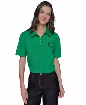 Женская укороченная поло с логотипом KARL LAGERFELD PARIS, зеленый