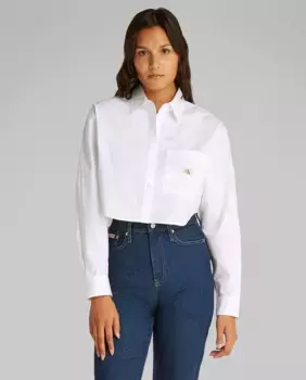 Женская укороченная поплиновая рубашка Calvin Klein Jeans, белый
