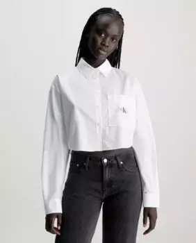 Женская укороченная рубашка из хлопкового поплина Calvin Klein Jeans, белый