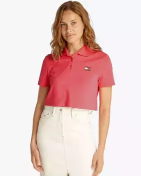 Женская укороченная рубашка-поло свободного кроя с короткими рукавами Tommy Jeans, розовый