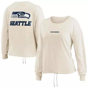 Женская укороченная рубашка с длинными рукавами Erin Andrews Oatmeal Seattle Seahawks WEAR by Erin Andrews
