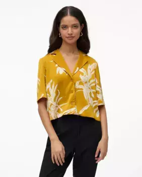 Женская укороченная рубашка с коротким рукавом Vero Moda, золотой