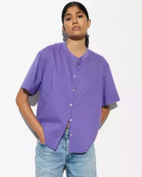 Женская укороченная рубашка с короткими рукавами однотонная Parfois, фиолетовый