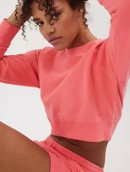 Женская укороченная толстовка Crown Eco-Fleece с круглым вырезом Bench., цвет coral punch