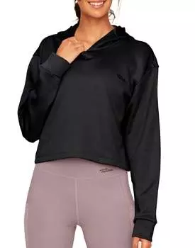 Женская укороченная толстовка с капюшоном Earth Republic Myah Adore Me, угольно-черный