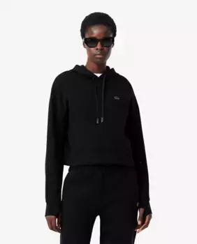 Женская укороченная толстовка с капюшоном Lacoste, чёрный