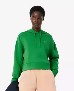 Женская укороченная толстовка с капюшоном Lacoste, зеленый
