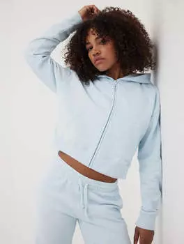 Женская укороченная толстовка с капюшоном Whitley Eco-Fleece на молнии Bench., цвет ice blue