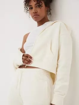 Женская укороченная толстовка с капюшоном Whitley Eco-Fleece на молнии Bench., цвет antique white