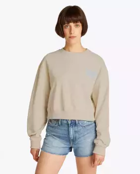 Женская укороченная толстовка с круглым вырезом и логотипом в виде пузырьков Tommy Jeans, кремовый