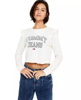 Женская укороченная толстовка с рюшами и отделкой Tommy Jeans, мульти