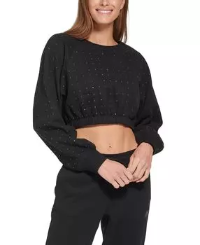 Женская укороченная толстовка с украшением DKNY, черный