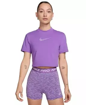 Женская укороченная тренировочная футболка с короткими рукавами Pro Dri-FIT Nike, фиолетовый